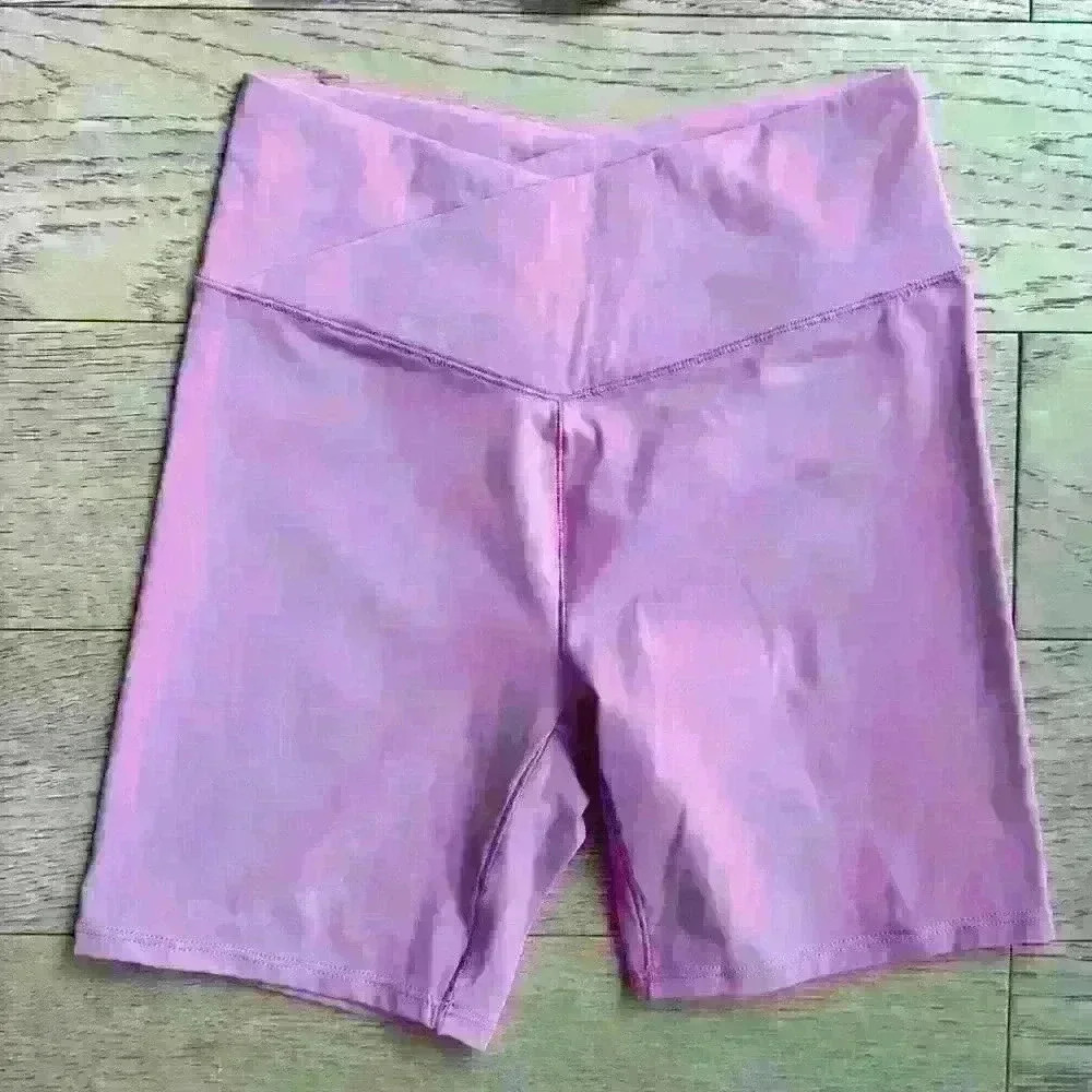 JoyLab Women's Crossover Waistband 6" Bike Shorts Pink Purple